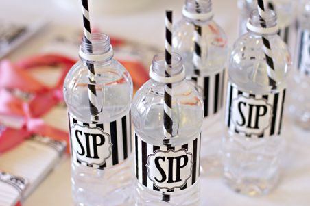 Black Paper Straws and bottle wraps for Graduation Parties